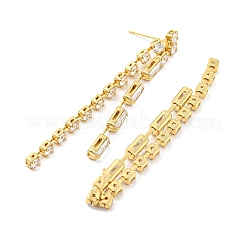 Rechteckige Ohrstecker aus Messing mit Micropave-Kubikzirkonia-Beschichtung für Damen&nbsp;EJEW-F326-14G