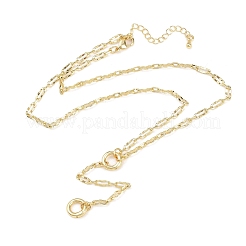 Messing-Halsketten mit gewellten ovalen Gliedern und Lariat-Anhänger&nbsp;NJEW-H087-01G