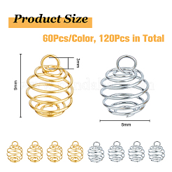 120 pz 2 colori ciondolo con perline a molla in ferro&nbsp;IFIN-HY0001-07