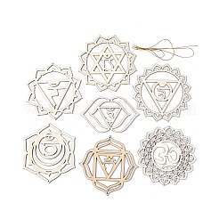 Bricolage inachevé bohème méditation énergie symbole bois pendentif kits de décoration&nbsp;DIY-B060-02