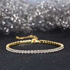 Bracelet chaîne à 14 maillons en argent sterling plaqué or véritable 925 carat&nbsp;BJEW-P311-01G-01