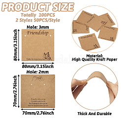 100 Stück 2 Stile Freundschaftsthema Kraftpapier-Schmuck-Displaykarten&nbsp;CDIS-TA0001-24