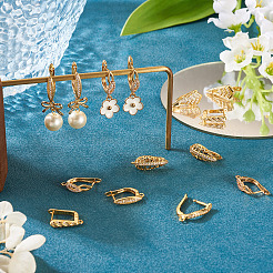 6 stile di orecchini a cerchio in ottone micro pavé di zirconi cubici trasparenti&nbsp;KK-TA0002-87