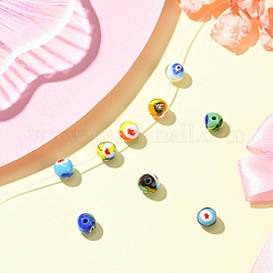 9 Stück 9 Farben handgefertigte Millefiori Bunte Malereiperlen&nbsp;LAMP-CJ0002-41