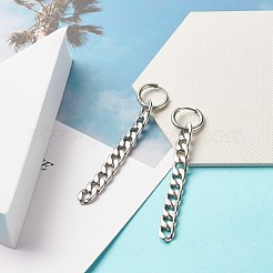 Boucles d'oreilles créoles pendantes en acier inoxydable 304 anti-ternissement avec chaîne gourmette&nbsp;EJEW-JE04730-02