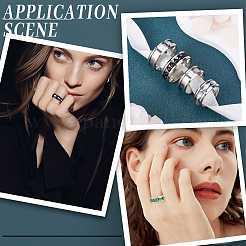 18 stücke 18 stile 201 edelstahl geriffelte finger ring einstellungen&nbsp;RJEW-SC0001-41