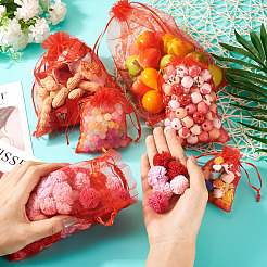 60 Stück 6 Stile rechteckige Organzabeutel Schmuckaufbewahrungsbeutel Hochzeitsgeschenk Party Mesh Kordelzug Geschenk&nbsp;OP-TA0001-07