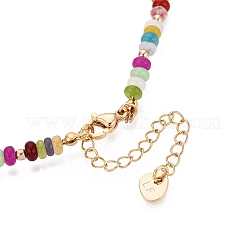 Collane di perline di agata naturale e perle e ottone rondelle per donna&nbsp;NJEW-T017-02G