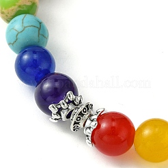 Braccialetti elasticizzati chakra con pietre miste naturali e sintetiche&nbsp;BJEW-JB09859-03