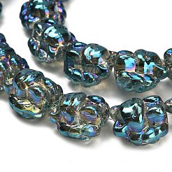 Chapelets de perles en verre électroplaqué&nbsp;EGLA-H110-01HR-01