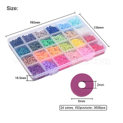 3600 Stück 24 Farben handgefertigte Polymer Clay Perlen&nbsp;CLAY-YW0001-11A
