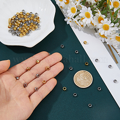 100 pièces de perles en acier inoxydable de 2 couleurs&nbsp;STAS-DC0017-50