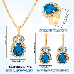 2 Farben Strass Tropfenform Leverback Ohrringe & Anhänger Halsketten & Ringe&nbsp;SJEW-HY0001-22A