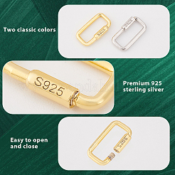 2 pieza 2 colores 925 de plata esterlina 2 piezas 2 colores 925 mosquetón de bloqueo de plata esterlina&nbsp;STER-GA0001-04B