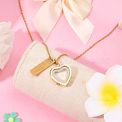 Urna para cenizas con colgante de corazón de vidrio de acero inoxidable 304&nbsp;NJEW-FG0001-25G