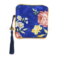 Aufbewahrungsbeutel für Schmuck aus Stoff im chinesischen Stil mit Blumenmuster und Reißverschluss&nbsp;LS-AJEW-D063-01H