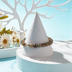 Bracciale elasticizzato in agata dzi naturale con testa di buddha&nbsp;BJEW-JB07705