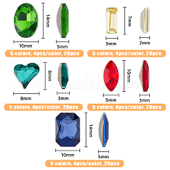 100 pz 25 stili di cabochon di strass di vetro&nbsp;GGLA-FH0001-03