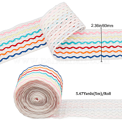 Cordon élastique plat ondulé en polyester de couleur arc-en-ciel de 5 m&nbsp;OCOR-GF0003-85D