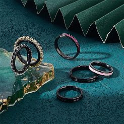 18 Stück 6 Stil 304 Edelstahl geriffelte Fingerring-Einstellungen&nbsp;STAS-UN0040-58