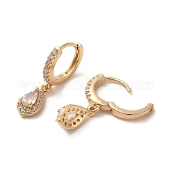 Orecchini a cerchio pendenti con micro pavè di zirconi cubici in ottone oro chiaro&nbsp;EJEW-C073-08A-KCG