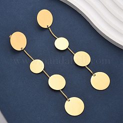Orecchini a bottone con nappa rotonda piatta in acciaio inossidabile 304&nbsp;EJEW-C142-11G