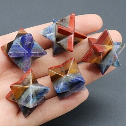 Estilo chakra ensamblado amatista natural y lapislázuli y sodalita y aventurina verde y ojo de tigre y topacio jade y jaspe rojo merkaba piedra de chakra en forma de estrella&nbsp;MATO-PW0001-011
