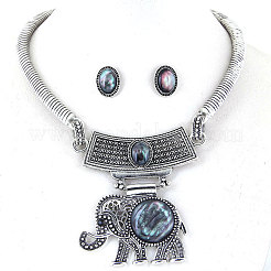 Collane con ciondolo in lega e resina a forma di elefante e set di orecchini a bottone&nbsp;FS-WG1F315-01