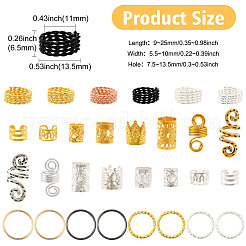 130 Stück 26 Stile Legierung/Aluminium/Eisen Haarspule Manschetten&nbsp;OHAR-CJ0001-04
