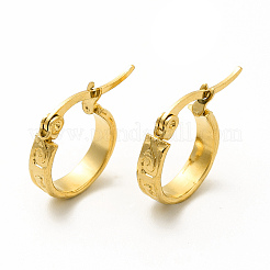 Orecchini a cerchio a spirale scanalata in acciaio inossidabile 201 con perni in acciaio inossidabile 304 per donna&nbsp;EJEW-M214-09D-G