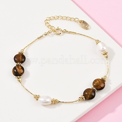 Bracelets en perles d'eau douce naturelles en laiton pour femmes&nbsp;BJEW-U046-01G