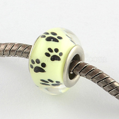 Perline europee in resina con motivo a zampa di cane a foro grande&nbsp;OPDL-Q129-230A