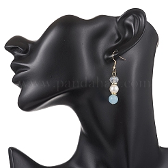 Boucles d'oreilles pendantes rondes en quartz naturel teinté&nbsp;EJEW-JE06778-01