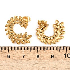 Boucles d'oreilles à tige en forme de feuille en acier inoxydable 304&nbsp;EJEW-I320-07G