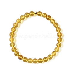 Pulseras elásticas de cuentas de ámbar natural de 6 mm para mujer&nbsp;BJEW-JB14240-01
