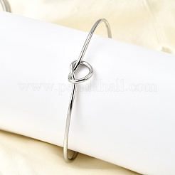 Bracelets manchettes ouverts en acier inoxydable 304 en forme de cœur&nbsp;BJEW-M113-01P