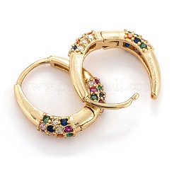 Boucles d'oreilles créoles en laiton zircon cubique micro pavé&nbsp;EJEW-P187-N01