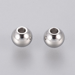 Cuentas espaciadoras redondas lisas de acero inoxidable 304 resistentes al deslustre&nbsp;X-STAS-M006-01B
