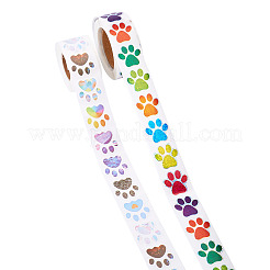 2 Rolle 2 Farben Papieraufkleber mit Hundepfotenabdruck&nbsp;DIY-TA0011-56