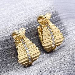 Pendientes de aro con micro pavé de circonitas cúbicas y latón con forma de serpiente&nbsp;EJEW-R025-18G