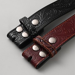 2 ceinture corset en cuir de vachette à motif floral en relief&nbsp;AJEW-WH20097-074A