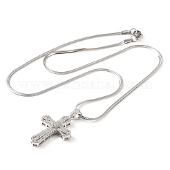 Colliers pendentif croix en laiton micro pavé clair zircone cubique&nbsp;NJEW-K273-03P