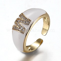 Messing Micro Pave klare Manschettenringe aus Zirkonia&nbsp;RJEW-H538-03G-W