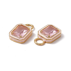 Rechteckige Anhänger aus rosa Glas&nbsp;KK-I696-10G