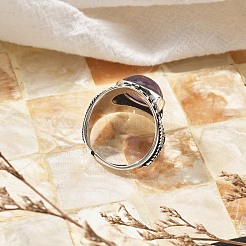 Anelli regolabili con pietre preziose naturali e sintetiche&nbsp;RJEW-I108-03AS