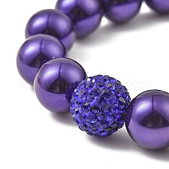 Dehnbare Armbänder aus runden Muschelperlen für Damen&nbsp;BJEW-XCP0002-07