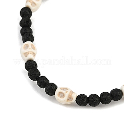 2 Stück Stretch-Armbänder aus natürlichem Lavastein und synthetischen türkisfarbenen Perlen für Männer und Frauen&nbsp;BJEW-JB12132