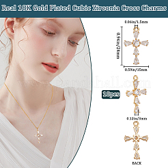 10pcs pendentifs en zircone cubique en laiton clair&nbsp;KK-BBC0015-95