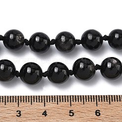 Stränge aus natürlichen schwarzen Jaspisperlen mit silberner Linie&nbsp;G-L650-K01-01