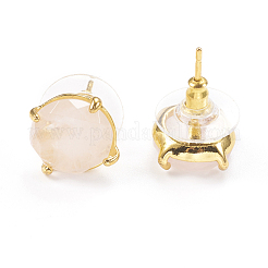 Natürlichen Rosenquarz Ohrstecker&nbsp;EJEW-L196-05F